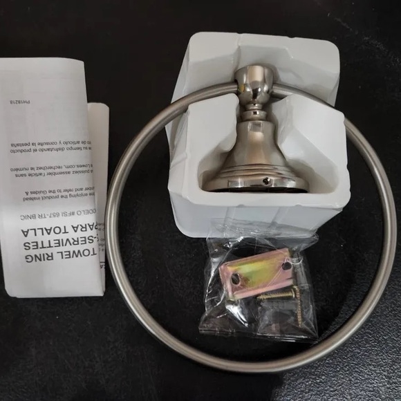 ALLEN & ROTH JORDAN BRUSHED NICKEL WALL MOUNT TOWEL RING! NWT - Picture 2 of 2